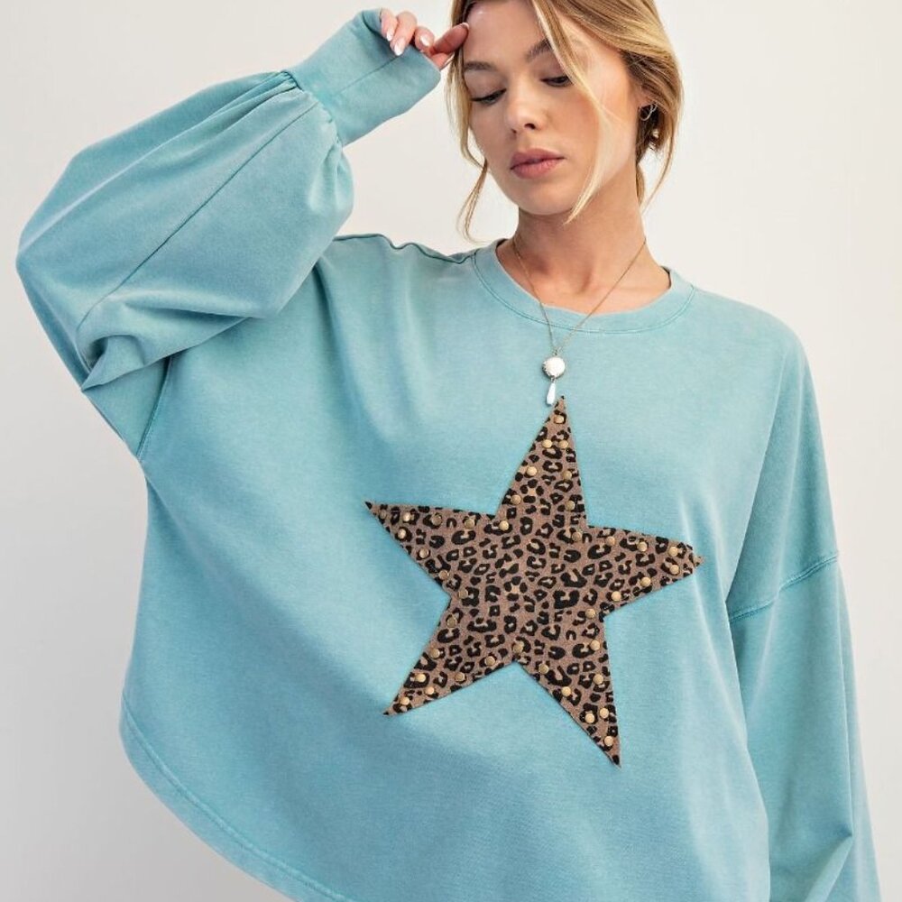 Easel Oversized Leopard Print Star Patch With Stu… - image 3